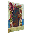 Large gallery-wrapped canvas print of When Love Left the Door Open showing the 38mm mirrored edge and premium canvas depth from an angled side perspective.

