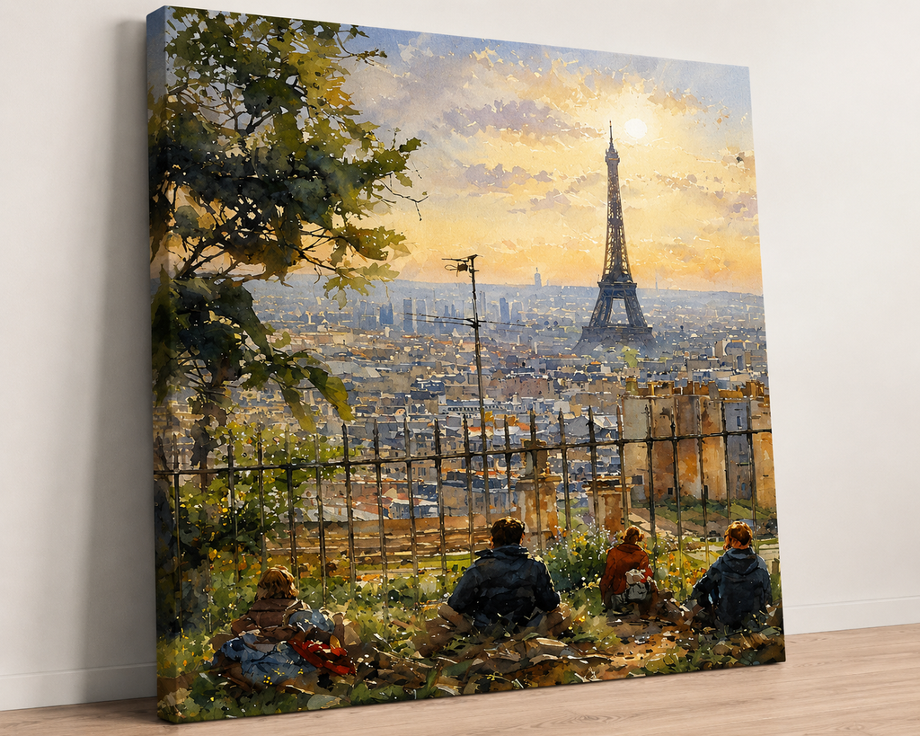 Paris, Before the World Wakes - Eiffel Tower Paris Canvas Wall Art - Nova Abstract