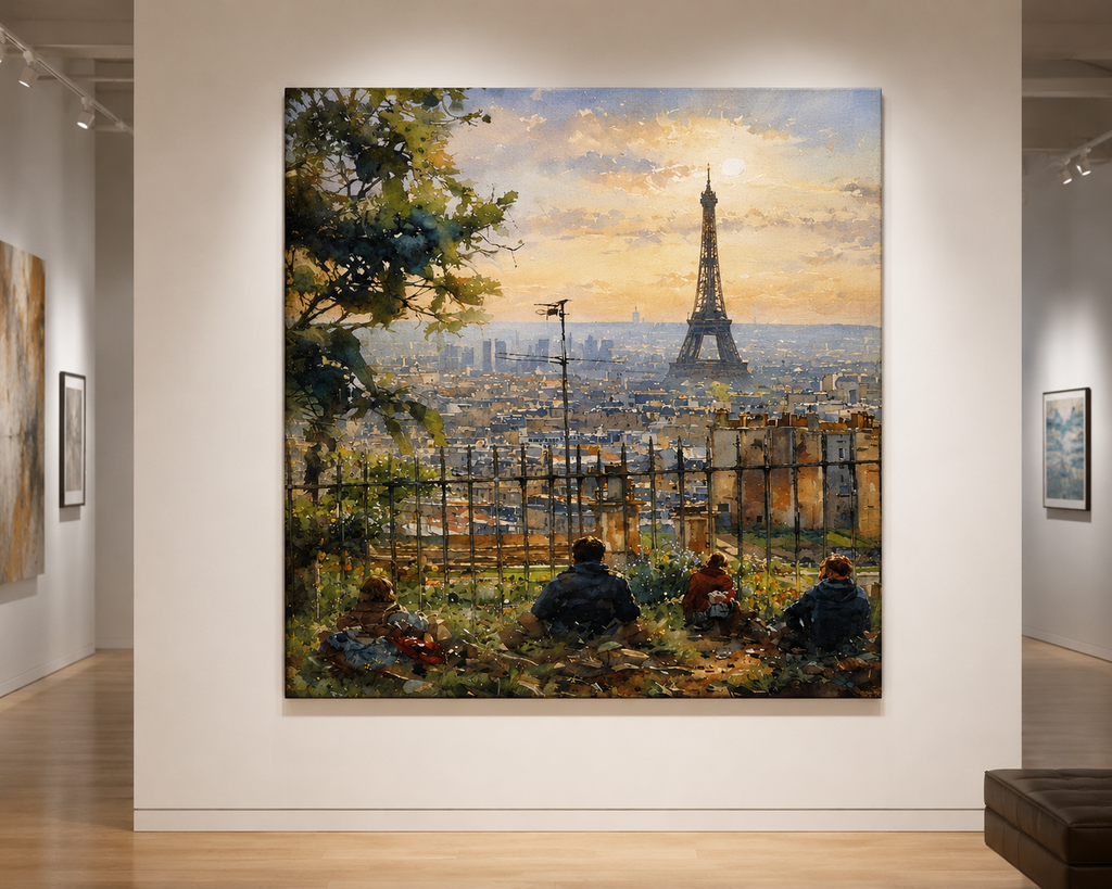 Paris, Before the World Wakes - Eiffel Tower Paris Canvas Wall Art - Nova Abstract