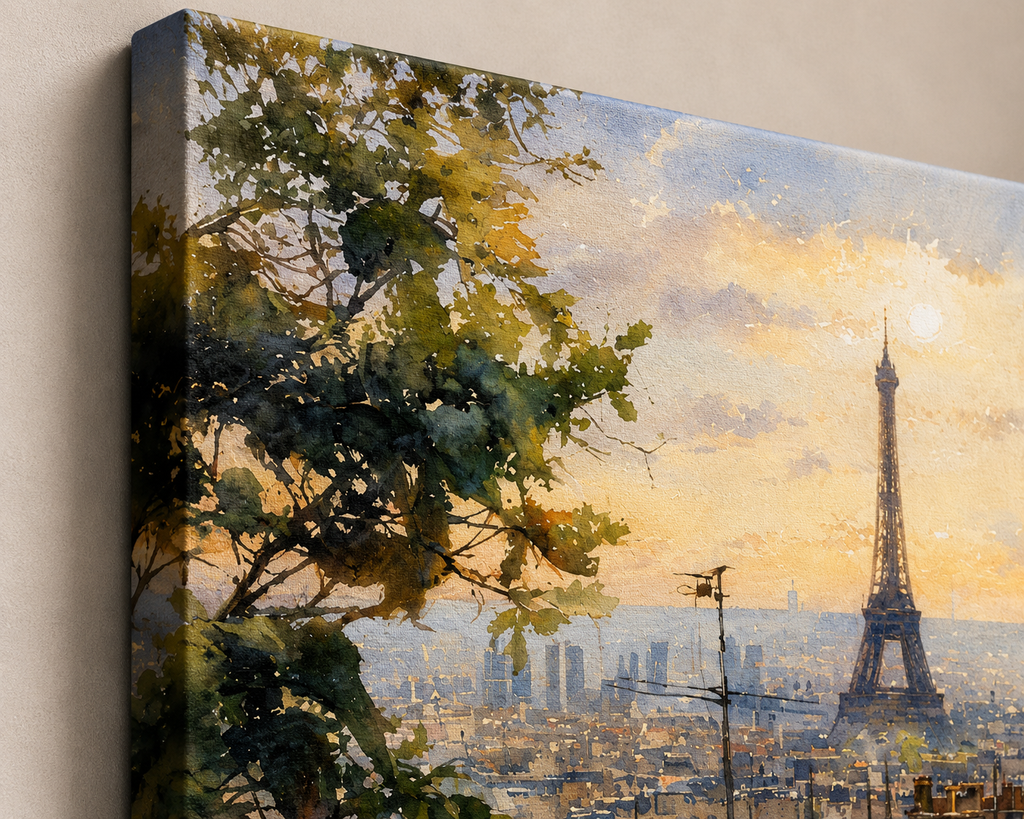 Paris, Before the World Wakes - Eiffel Tower Paris Canvas Wall Art - Nova Abstract