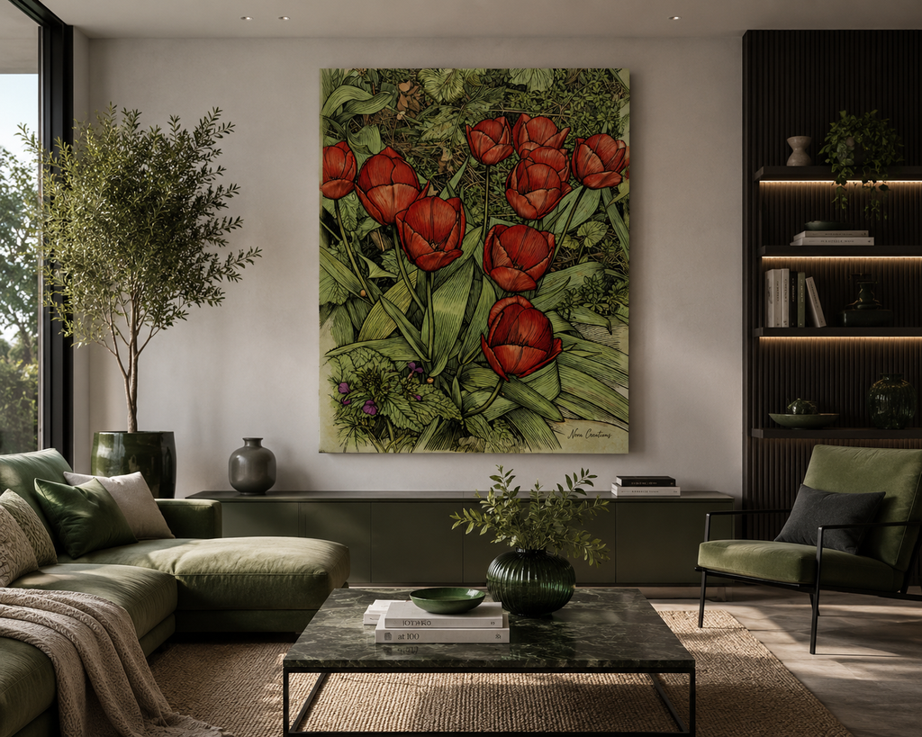 Where The Wild Tulips Whisper – One-of-Ten Botanical Edition | 70 × 100 cm Canvas