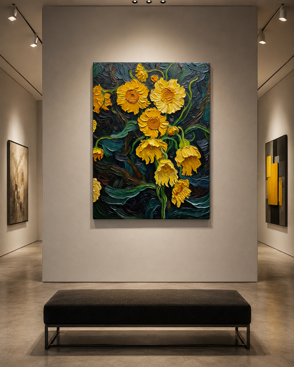 Yellow Blooms | OOAK Botanical Canvas Art Print | 70 × 100cm | Nova Editions