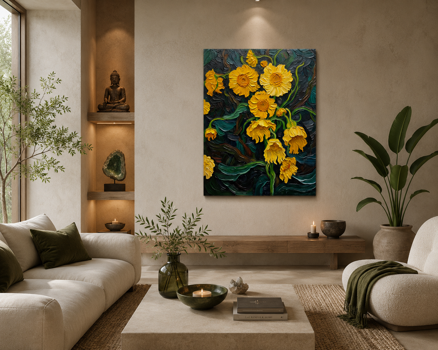 Yellow Blooms | OOAK Botanical Canvas Art Print | 70 × 100cm | Nova Editions