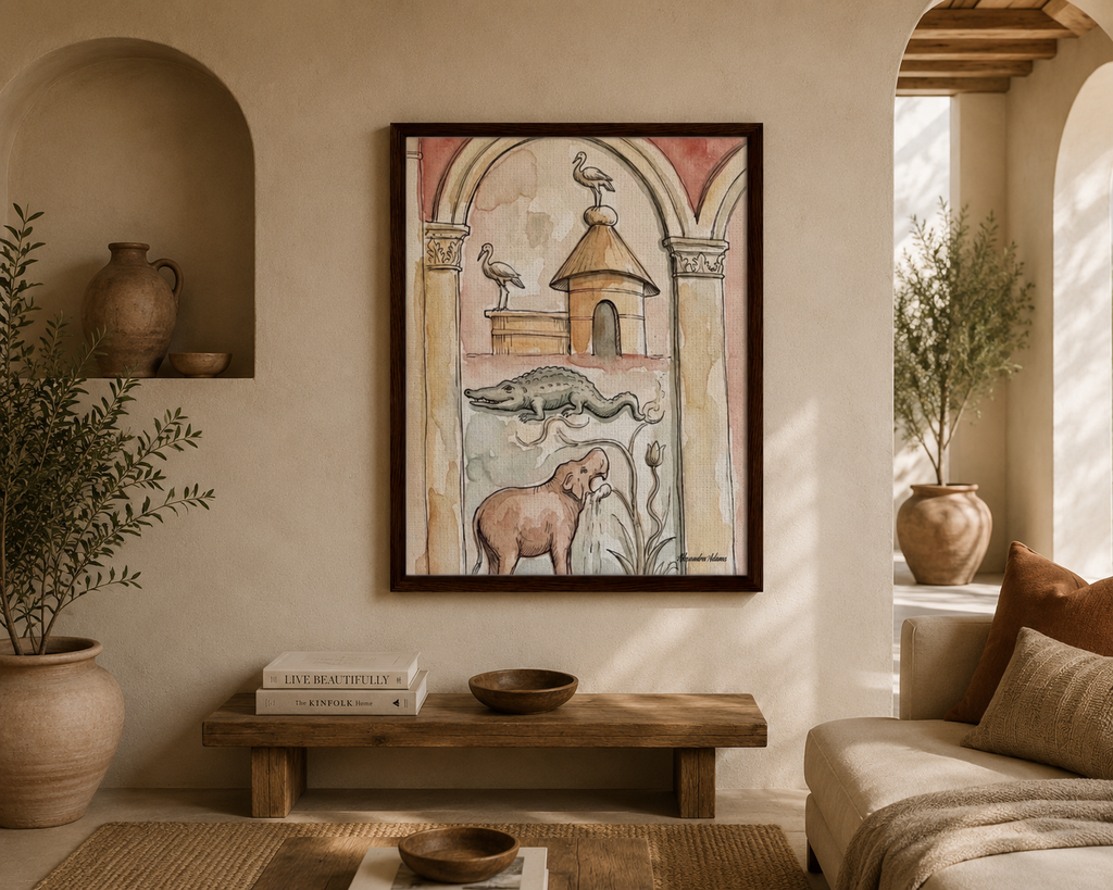 The Order of Things | Egyptian Watercolour Canvas Print by Alexandra Adams