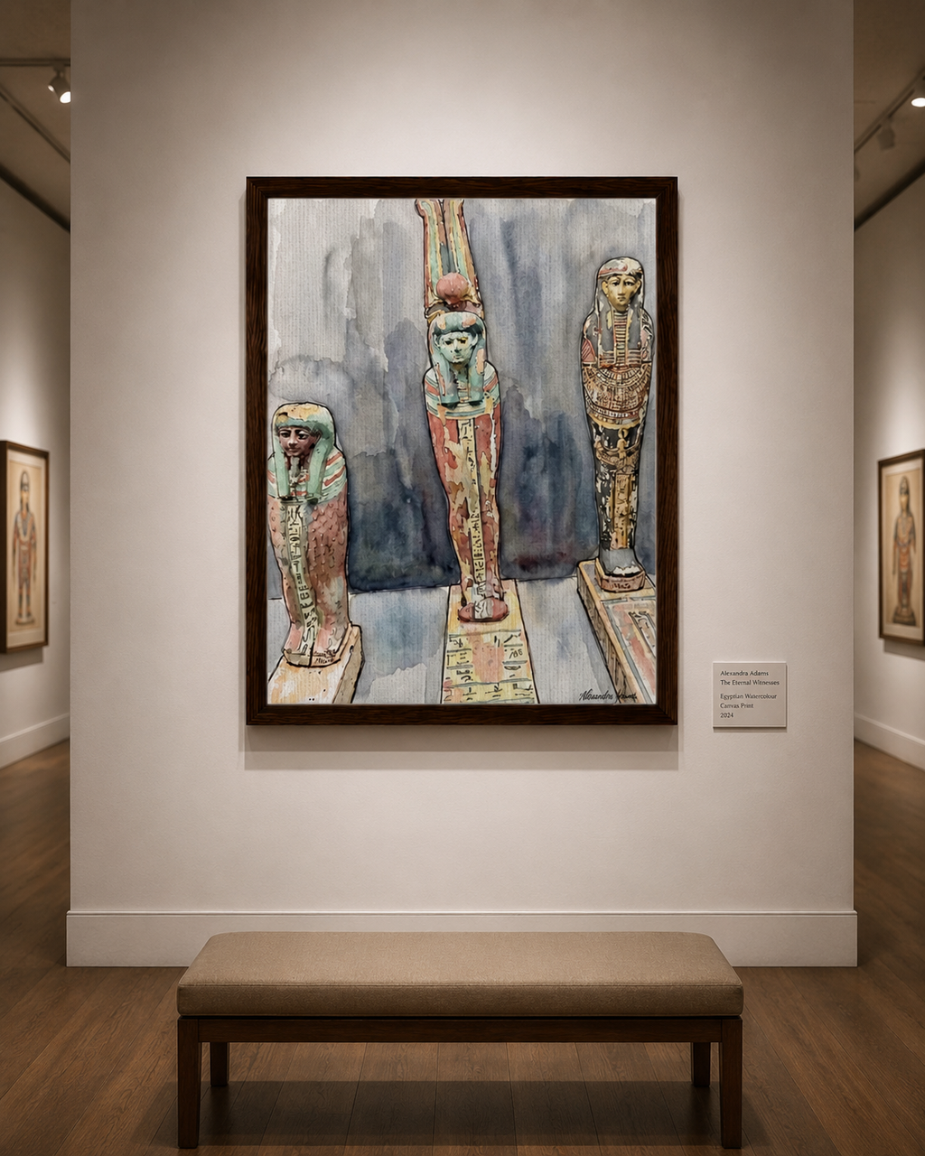 The Eternal Witnesses | Egyptian Watercolour Canvas Print by Alexandra Adams