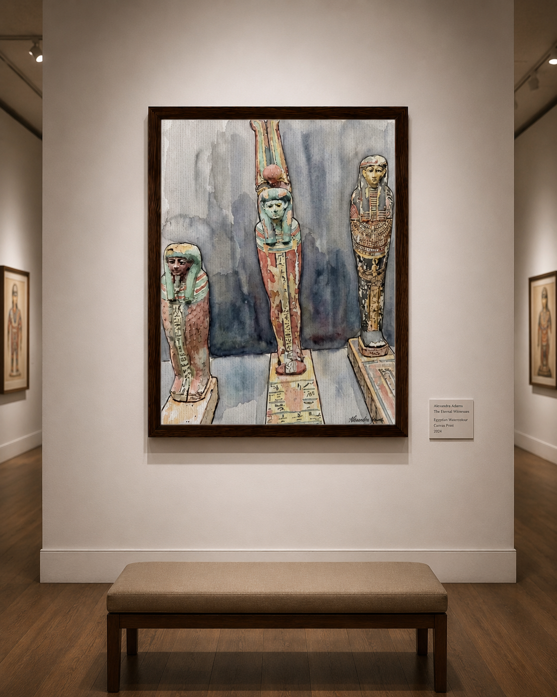 The Eternal Witnesses | Egyptian Watercolour Canvas Print by Alexandra Adams