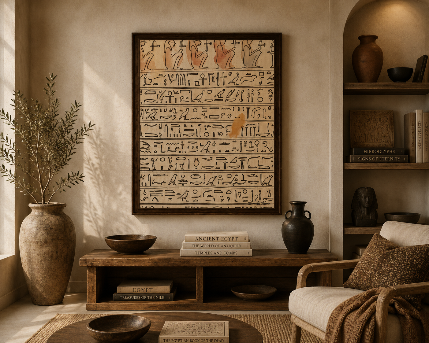 Messages Between Worlds | Egyptian Hieroglyphic Canvas Print by Alexandra Adams
