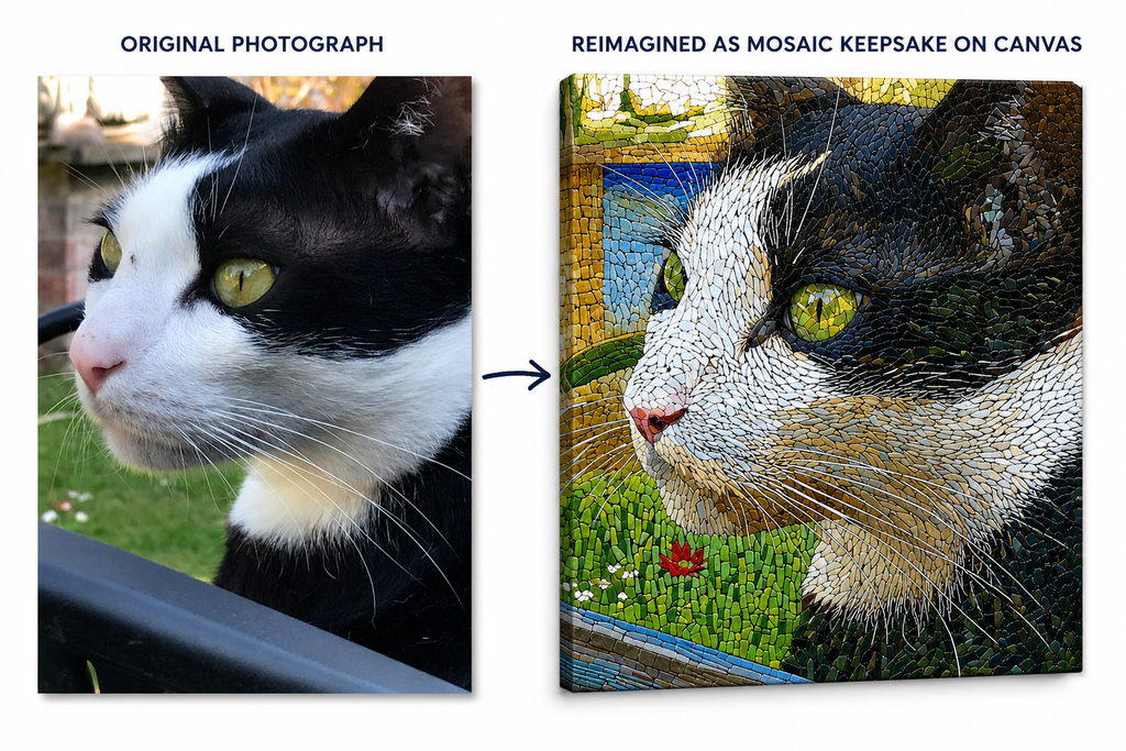 Custom Pet Portrait - Mosaic Keepsake Style Canvas