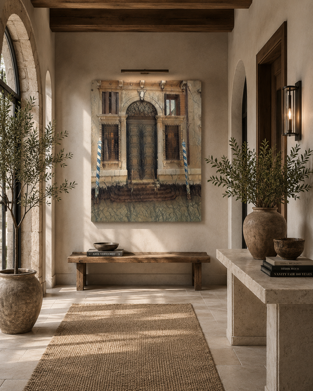 What Time Could Never Take large statement canvas displayed in a sophisticated lounge, celebrating the beauty of historic architecture.

