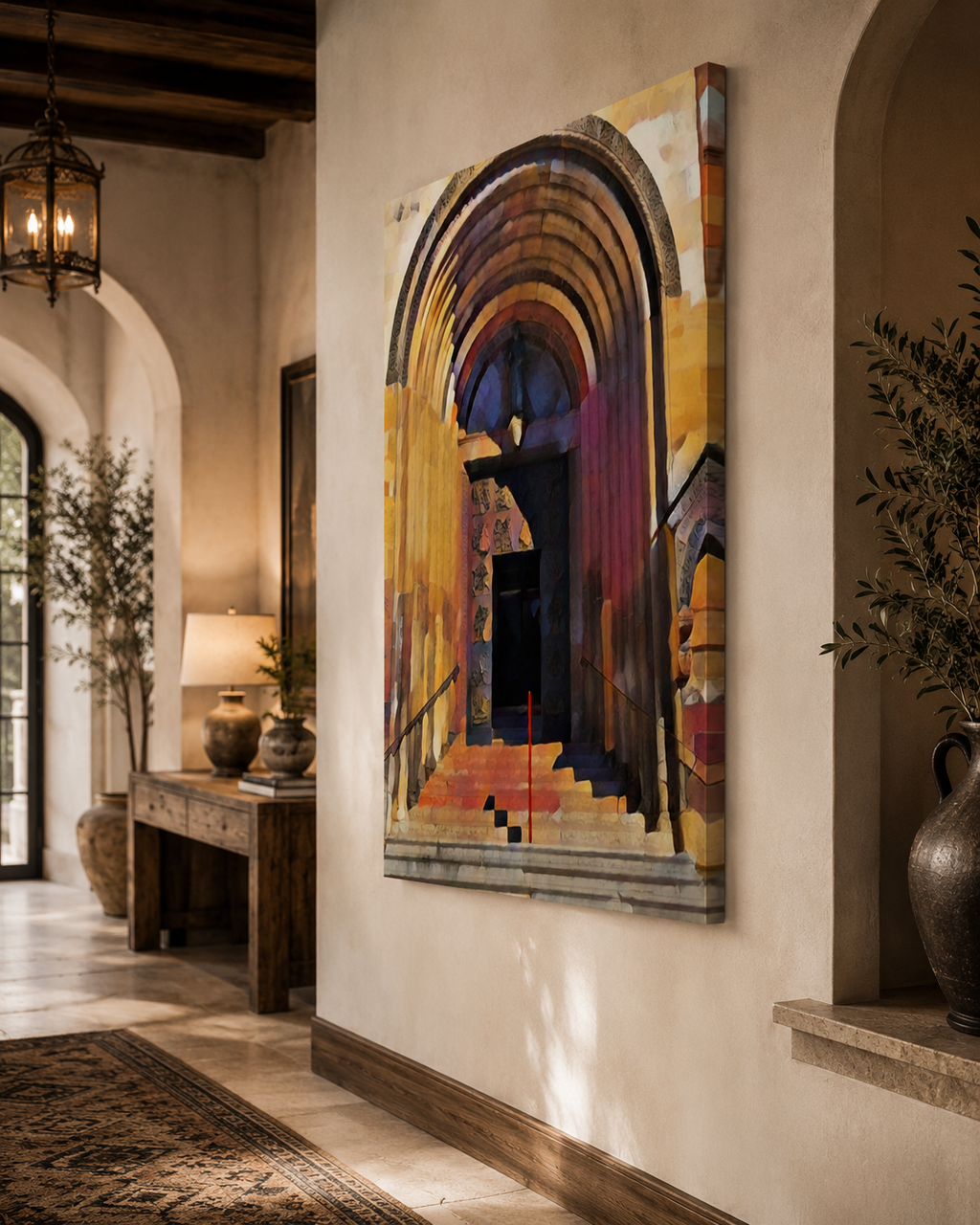 Angled view of Beyond What I Could See canvas print displayed in a modern interior, showcasing its gallery-wrapped edges and architectural design.
