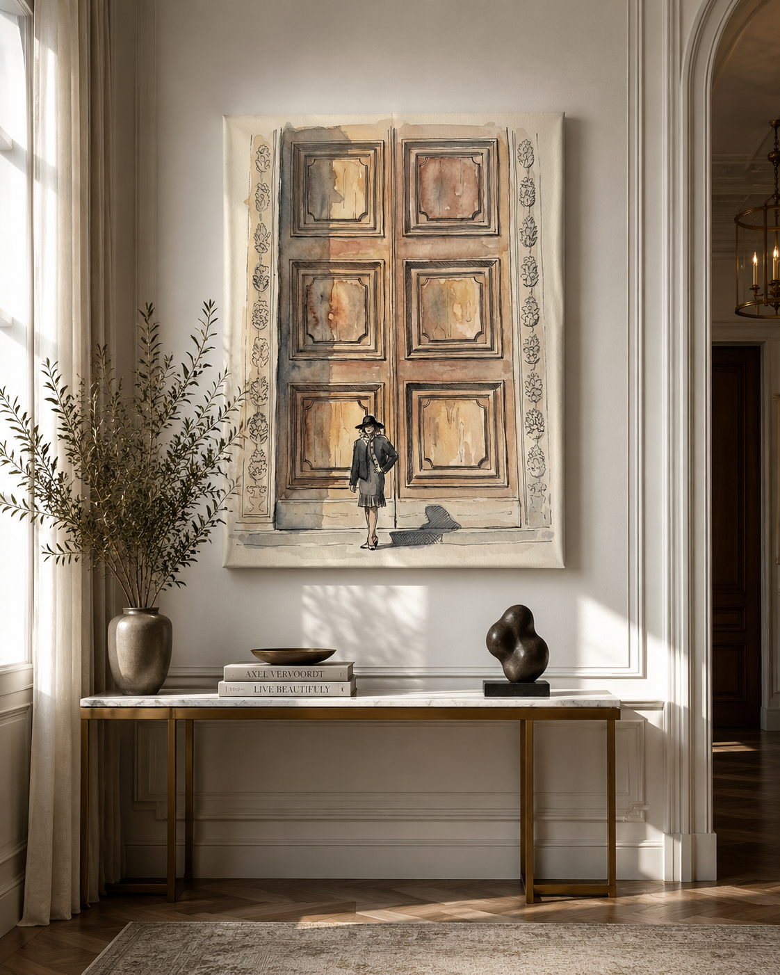 Before I Chose canvas artwork displayed in a luxury hallway interior, contemporary wall art by Nova Abstract.
