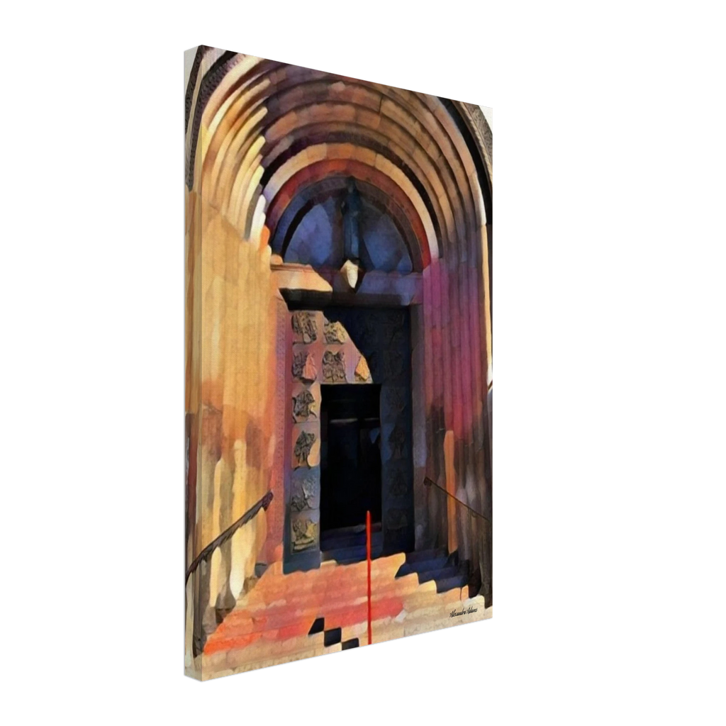 Beyond What I Could See fine art canvas print from The Doors Between Us collection shown on a gallery-wrapped canvas from an angled side view.
