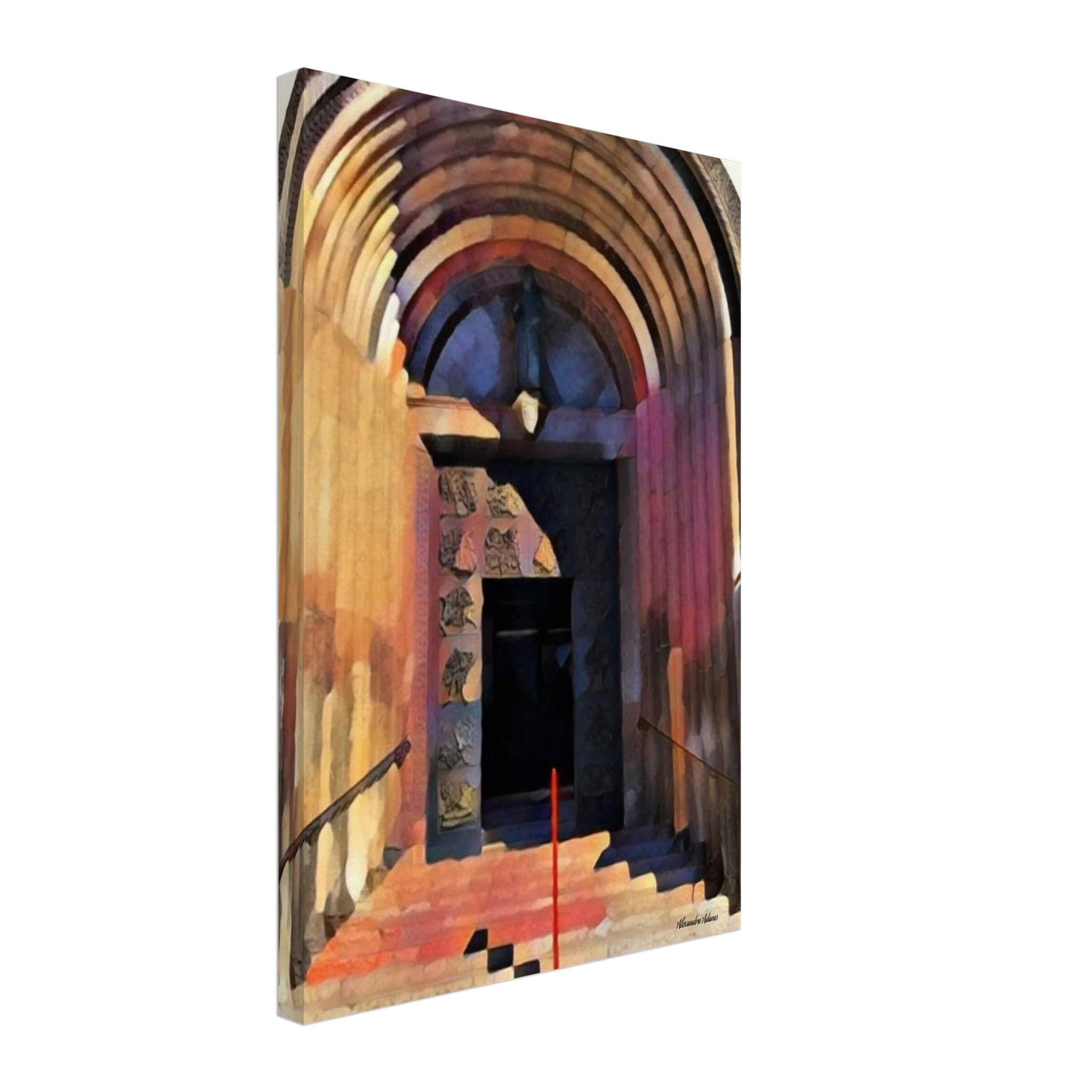 Beyond What I Could See fine art canvas print from The Doors Between Us collection shown on a gallery-wrapped canvas from an angled side view.
