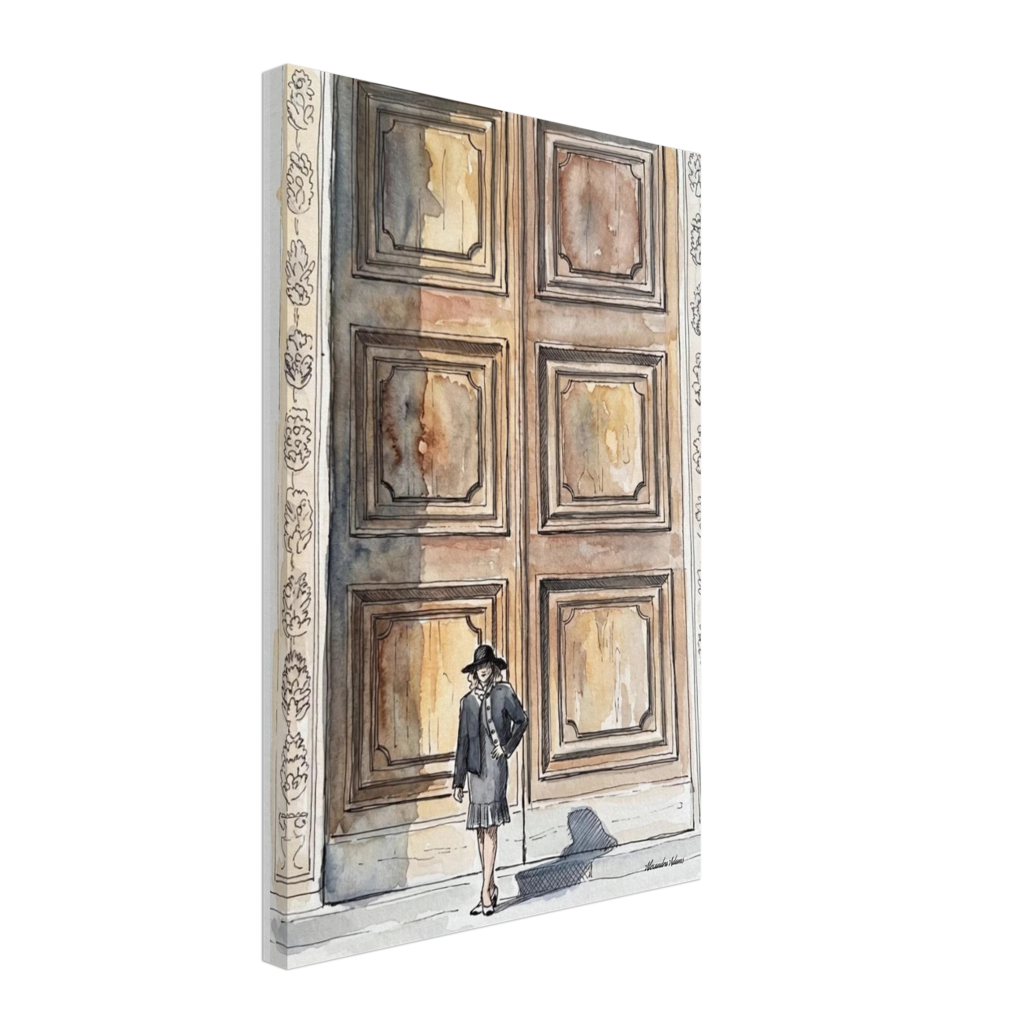 Before I Chose fine art canvas print from The Doors Between Us collection shown on a gallery-wrapped canvas from an angled side view.
