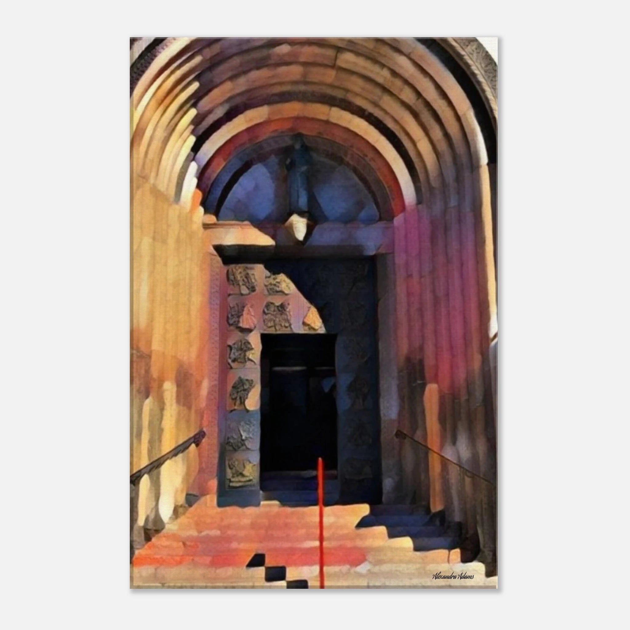 Beyond What I Could See contemporary fine art print featuring an ancient Romanesque doorway symbolising courage, faith and taking the next step.
