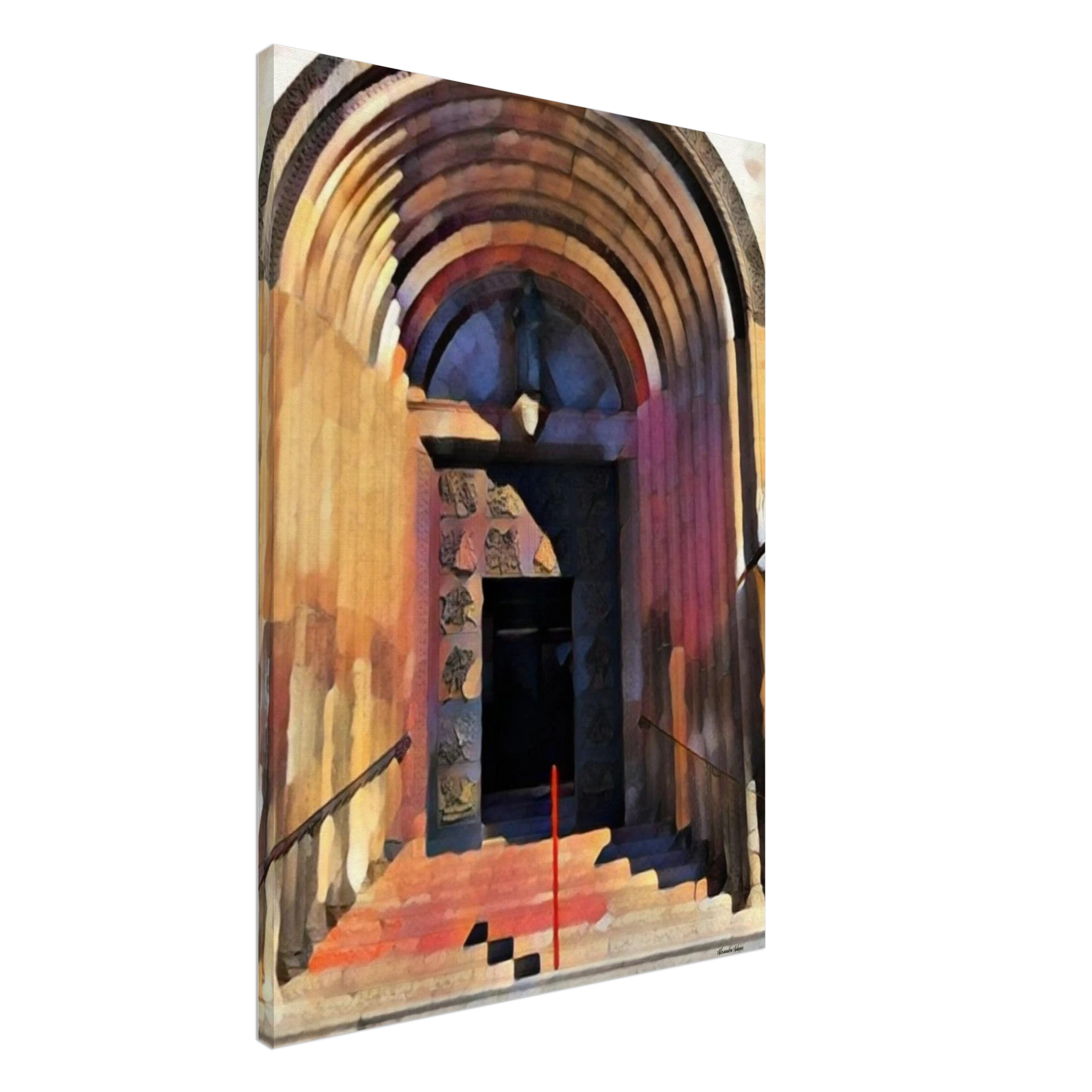 Gallery-wrapped canvas of Beyond What I Could See by Nova Abstract showing a symbolic architectural doorway artwork.

